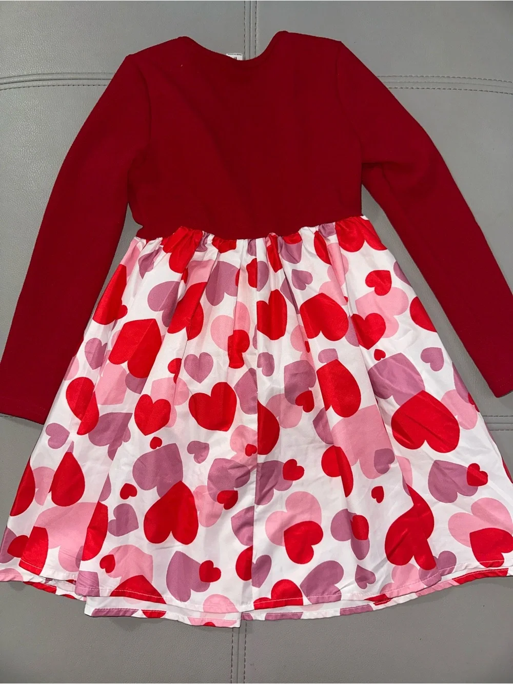 SHEIN Red Long-Sleeve Dress with Pink & Red Heart Skirt